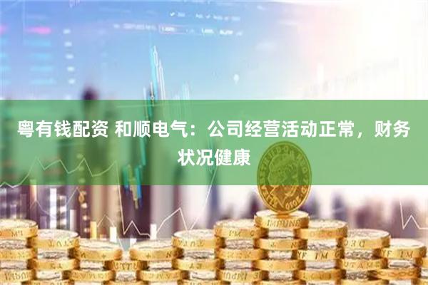 粤有钱配资 和顺电气：公司经营活动正常，财务状况健康